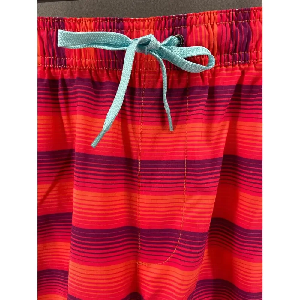 NWT Devereux‎ Board Shorts Mens Sz L Orange Stripe Athletic Stretch Water Swim